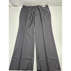 Prontomoda Dress Pants Mens 46x36 Black Super 140s Merino Wool Flat Front NWT
